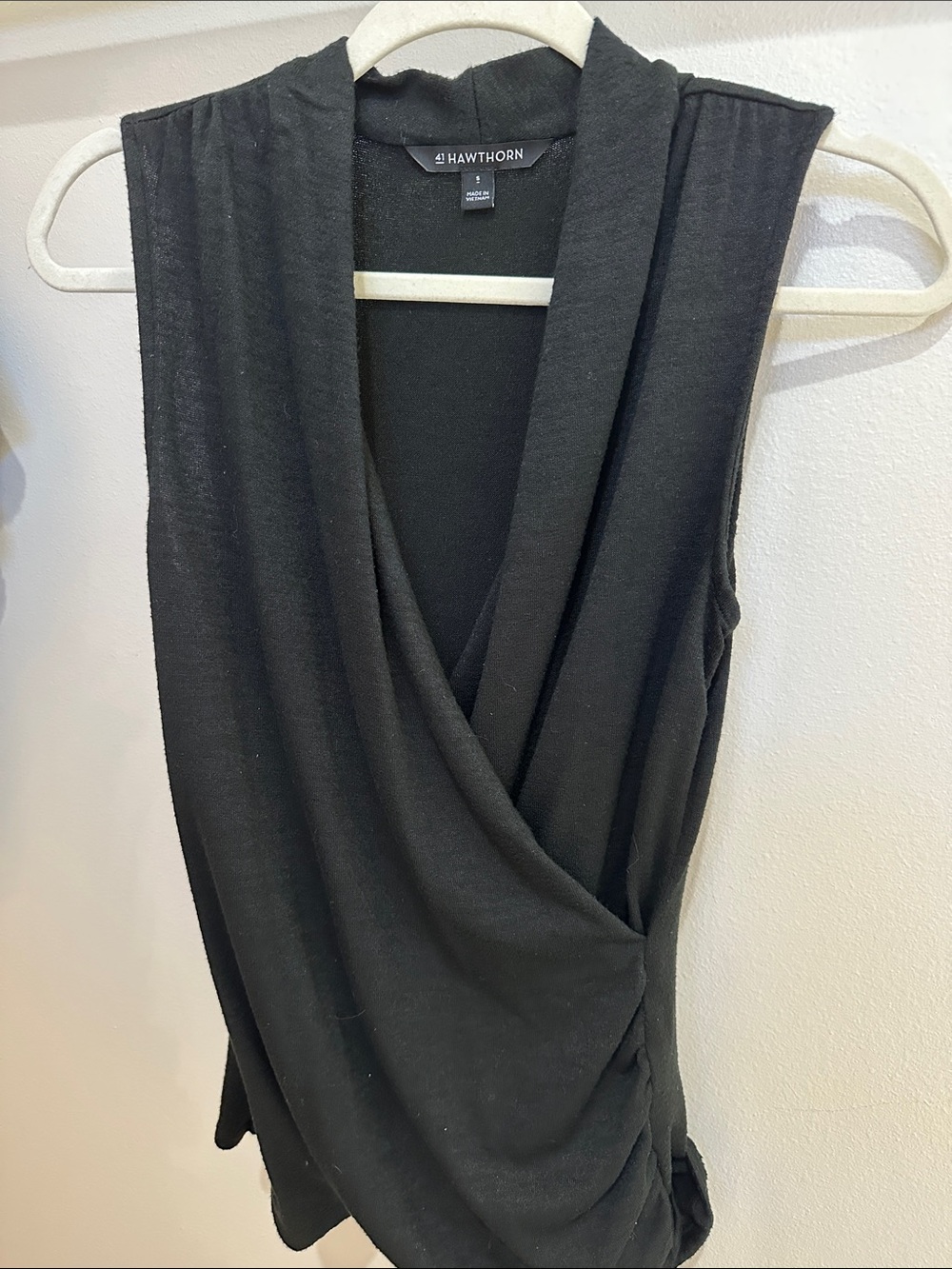 41 Hawthorn Black Drape Front Sleeveless Top